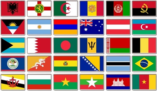 Fridge magnet world - -, flags